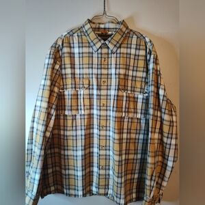 Timberland Men's Button Down Size XXL Blue And Yellow Long Sleeve